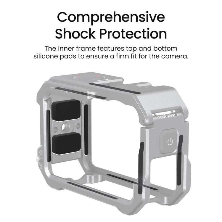 Marco protector de liberación rápida con jaula metálica aMagisn y tapa de lente de silicona para DJI Osmo Action 6 (negro) —…