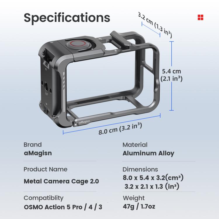 Jaula de metal aMagisn 2.0 para cámara Pro/4/3, marco protector de liberación rápida con tapa de silicona para lente para DJ…