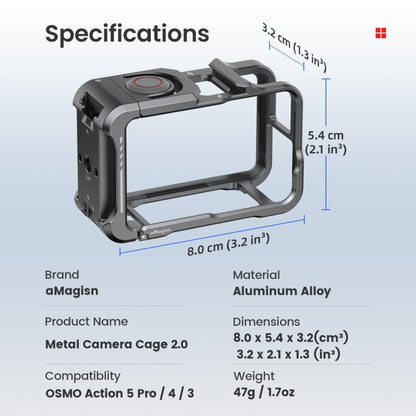 Jaula de metal aMagisn 2.0 para cámara Pro/4/3, marco protector de liberación rápida con tapa de silicona para lente para DJ…