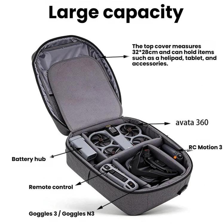 Mochila rígida personalizable con compartimentos grandes y funda para carrito para DJI Avata (negra) — imagen 2