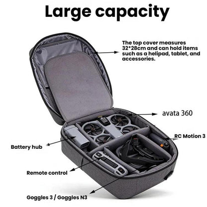 Mochila rígida personalizable con compartimentos grandes y funda para carrito para DJI Avata (negra) — imagen 2