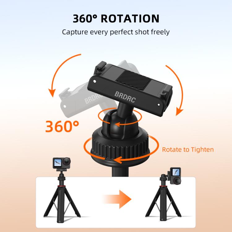 Trípode BRDRC con palo selfie extendido y sistema de liberación rápida para DJI Osmo 360 / Osmo Action 5 (negro) para DJI DJ…