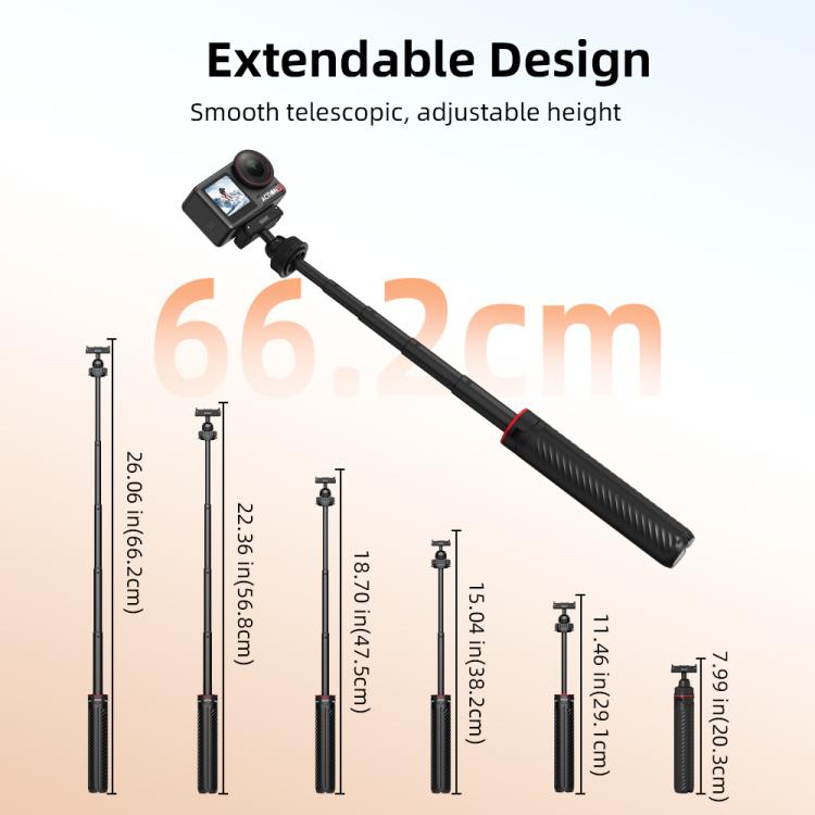 Trípode BRDRC con palo selfie extendido y sistema de liberación rápida para DJI Osmo 360 / Osmo Action 5 (negro) para DJI DJ…