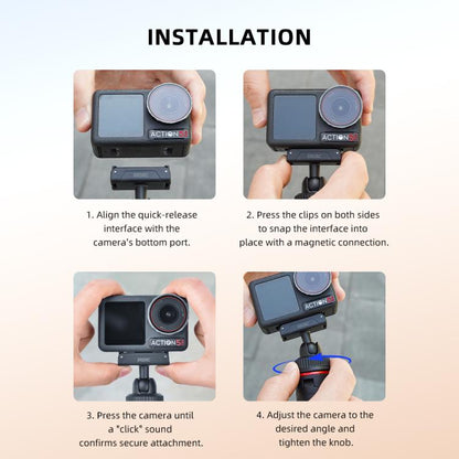 Trípode BRDRC con palo selfie extendido y sistema de liberación rápida para DJI Osmo 360 / Osmo Action 5 (negro) para DJI DJ…