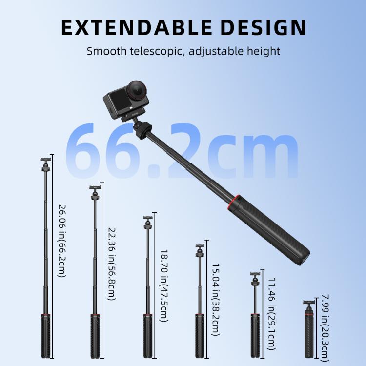 Trípode de liberación rápida BRDRC para palo selfie extendido / Nano para DJI Osmo Action 6 (Negro) — imagen 8