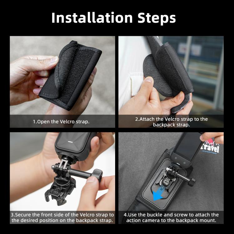 Mochila Action 6 / GoPro Soporte para Correa de Hombro Clip para DJI Osmo Pocket 3 (Negro) — imagen 9