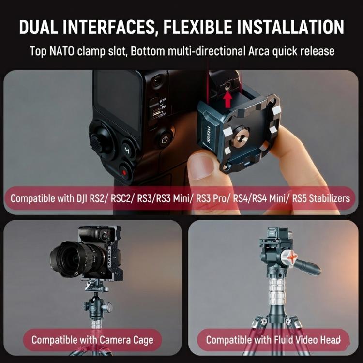 XILETU PC-38A Abrazadera de riel NATO para estabilizador RS Serie Adaptador de montaje QR compatible con Arca-Swiss para DJI…