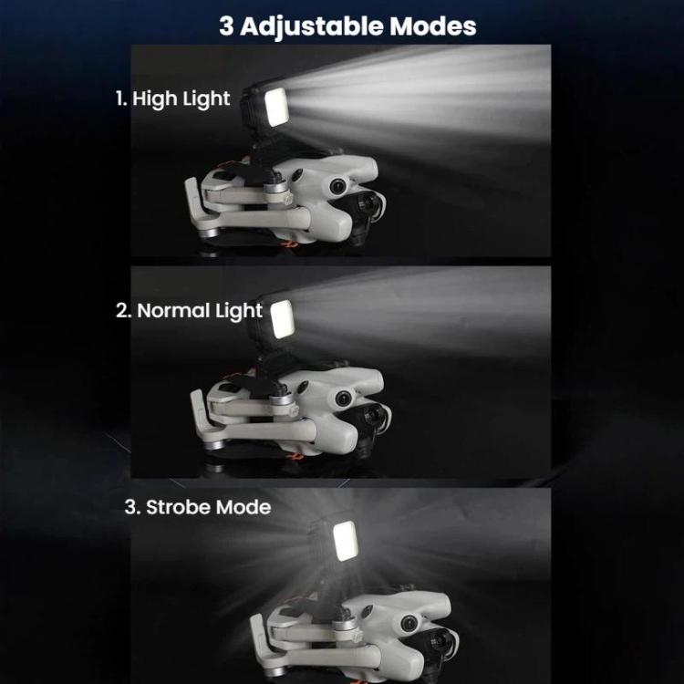 Foco LED ultrabrillante para vuelo nocturno con giro de 180 grados y 3 modos de luz (negro) para DJI Mini 4 Pro — imagen 6