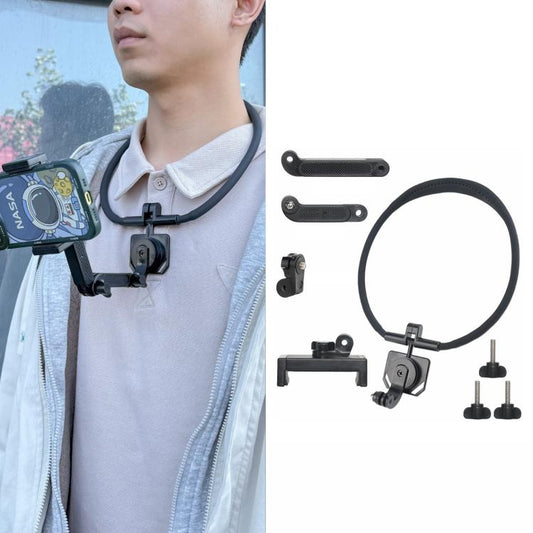Soporte para cuello POV para celular y cámara de acción, soporte de cuello de liberación rápida con varilla de extensión ext…
