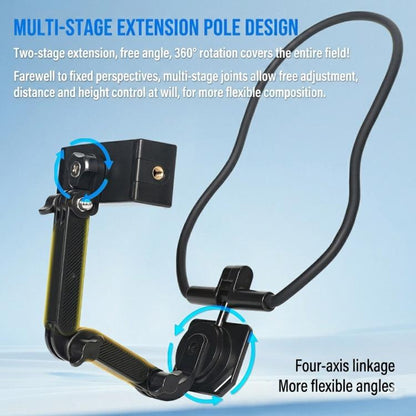 Soporte para cuello POV para celular y cámara de acción, soporte de cuello de liberación rápida con varilla de extensión ext…