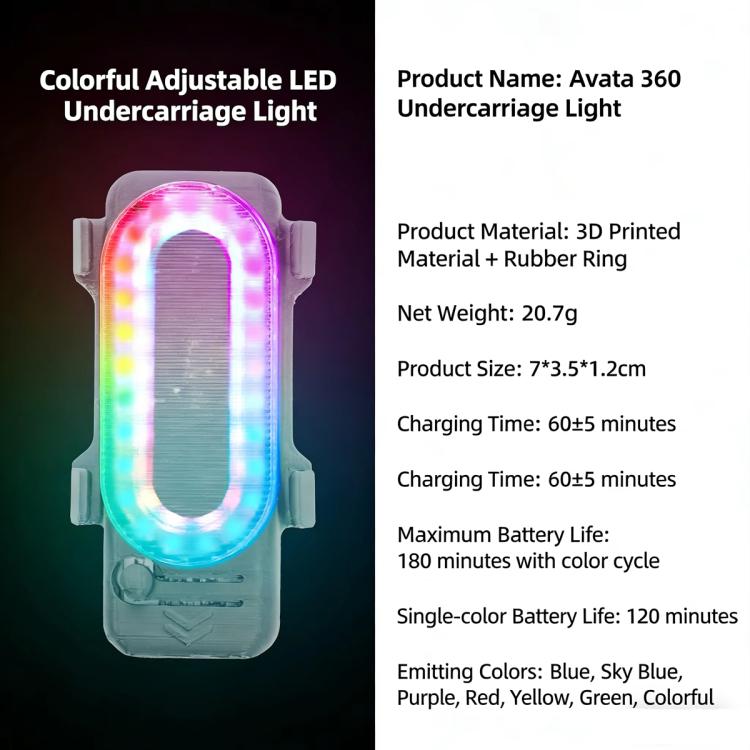 Luz inferior LED RGB RCSTQ, 38 modos de iluminación, recargable, para señalización de vuelo nocturno para DJI Avata — imagen…