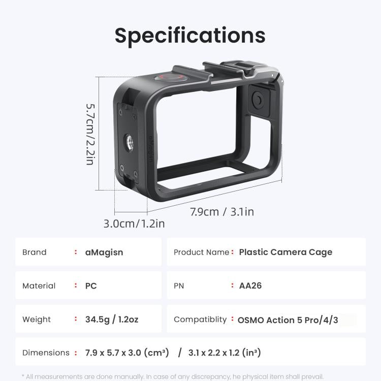 Jaula para cámara aMagisn de material PC, montura de zapata fría y rosca de 1/4 de pulgada (negra) — imagen 10