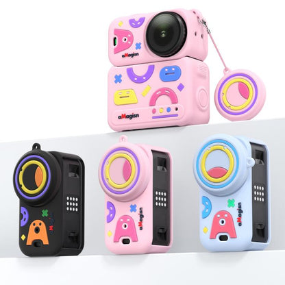 Funda protectora de silicona aMagisn Fun Pattern 5 en 1, con tapa para lente (rosa) — imagen 2