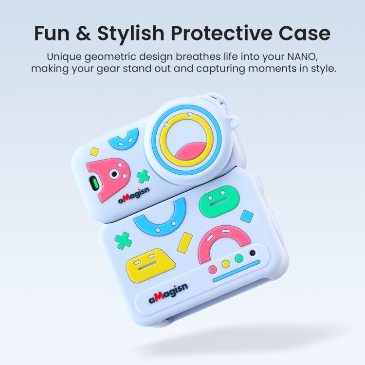 Funda protectora de silicona aMagisn Fun Pattern 5 en 1, con tapa para lente (azul) — imagen 3