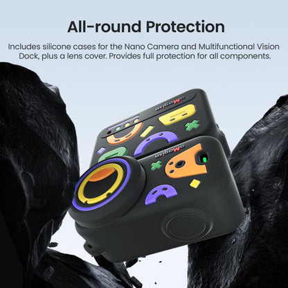 Funda protectora de silicona aMagisn Fun Pattern 5 en 1, con tapa para lente (azul) — imagen 4