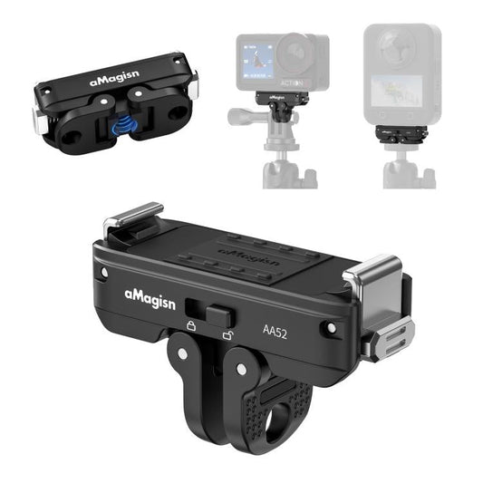 Adaptador magnético de liberación rápida de metal aMagisn 2.0 con bloqueo para DJI Osmo 360 (negro)
