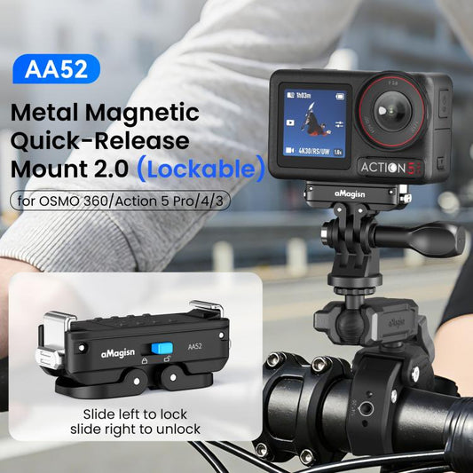 Adaptador magnético de liberación rápida de metal aMagisn 2.0 con bloqueo para DJI Osmo 360 (negro) — imagen 2