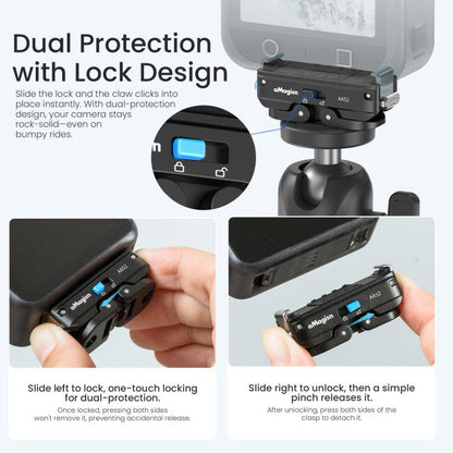 Adaptador magnético de liberación rápida de metal aMagisn 2.0 con bloqueo para DJI Osmo 360 (negro) — imagen 4