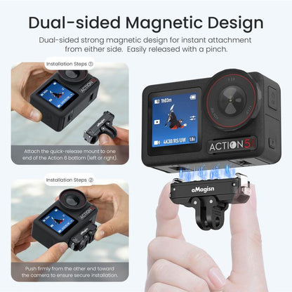 Adaptador magnético de liberación rápida de metal aMagisn 2.0 con bloqueo para DJI Osmo 360 (negro) — imagen 5