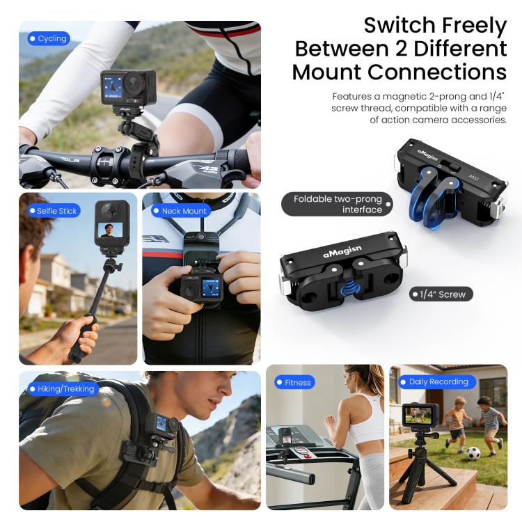Adaptador magnético de liberación rápida de metal aMagisn 2.0 con bloqueo para DJI Osmo 360 (negro) — imagen 9