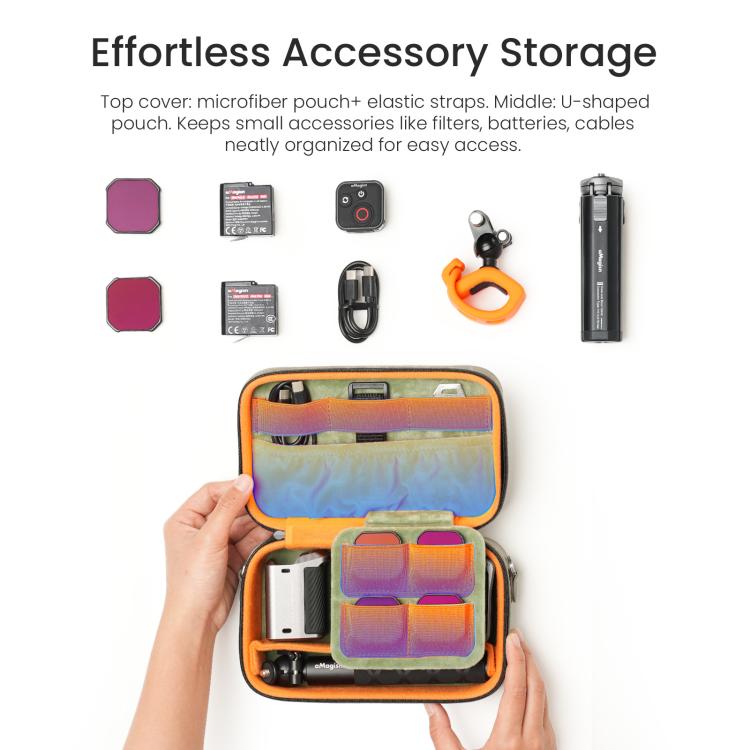 Funda de transporte para cámara de acción aMagisn de piel nobuk, bolsa de almacenamiento pequeña para viajes con divisores a…
