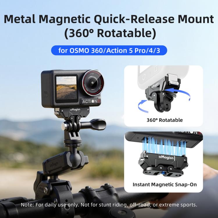 Soporte magnético de liberación rápida giratorio de 360 grados aMagisn para DJI Osmo 360 (negro) — imagen 2