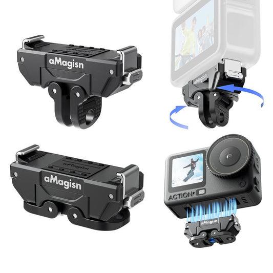 Soporte magnético de liberación rápida giratorio de 360 grados aMagisn para DJI Osmo Action 6 (negro)