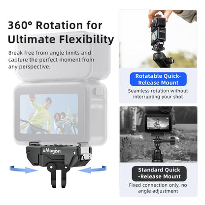 Soporte magnético de liberación rápida giratorio de 360 grados aMagisn para DJI Osmo Action 6 (negro) — imagen 3