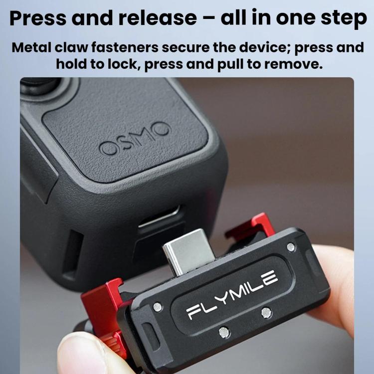 Adaptador de carga magnético de liberación rápida Flymile para DJI Osmo Pocket 4 (negro) — imagen 6