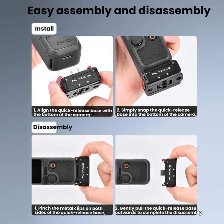 Adaptador de carga magnético de liberación rápida Flymile para DJI Osmo Pocket 4 (negro) — imagen 10