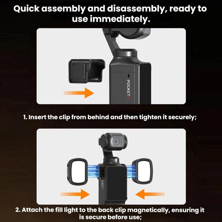 Luz de relleno magnética Flymile para cámaras / 3 para DJI Osmo Pocket 4 (negra) — imagen 12