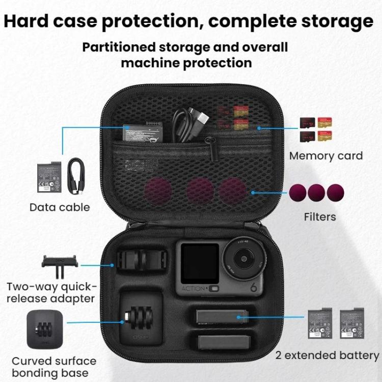 Estuche de transporte para accesorios de cámara portátil BRDRC para DJI Osmo Action 6 (Negro) — imagen 3