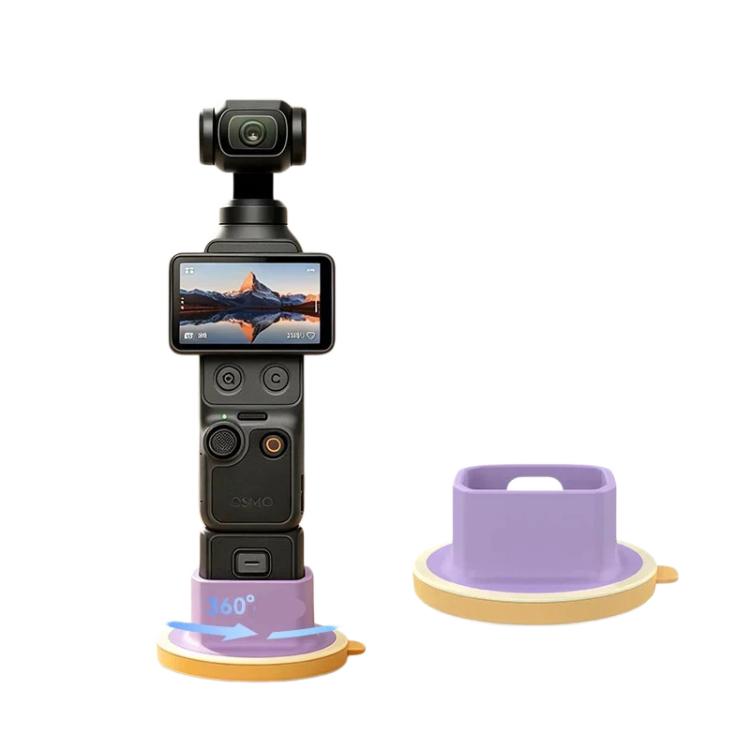 Base de escritorio giratoria de 360 grados con soporte adhesivo antideslizante para cámara /3 para DJI Osmo Pocket 4 (morado)