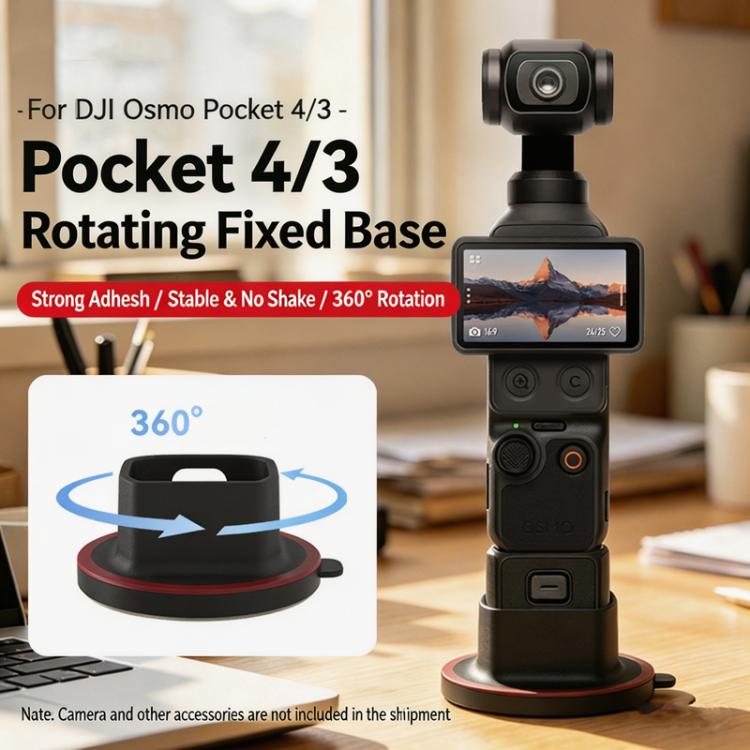 Base de escritorio giratoria de 360 grados con soporte adhesivo antideslizante para cámara /3 para DJI Osmo Pocket 4 (Negro……