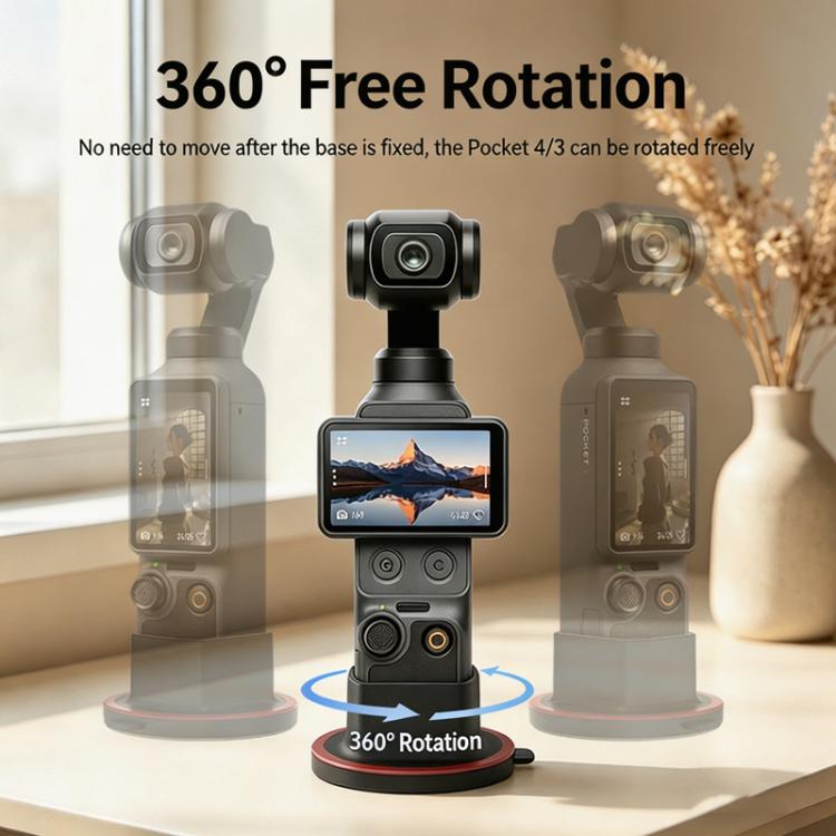 Base de escritorio giratoria de 360 grados con soporte adhesivo antideslizante para cámara /3 para DJI Osmo Pocket 4 (Negro……