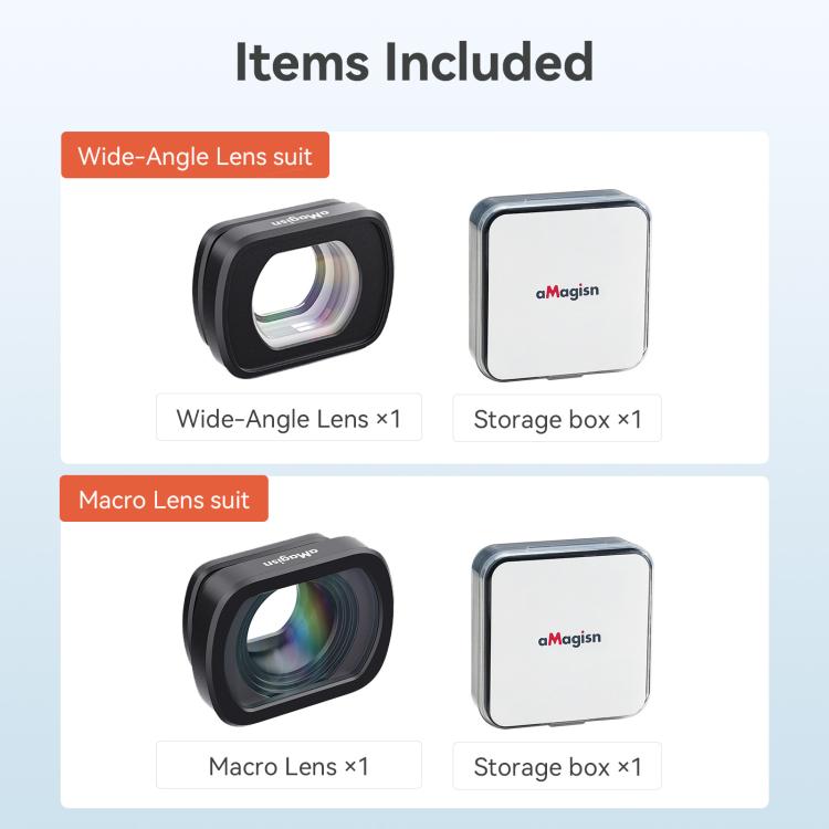 Lente gran angular aMagisn 0.72X, filtro de lente de cristal óptico magnético con marco de aleación de aluminio para DJI Osm…