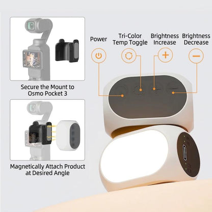 Luz de relleno magnética, 3 modos de color, portátil, recargable, para vlogs y vídeos para DJI Osmo Pocket 4 / Osmo Pocket 3…