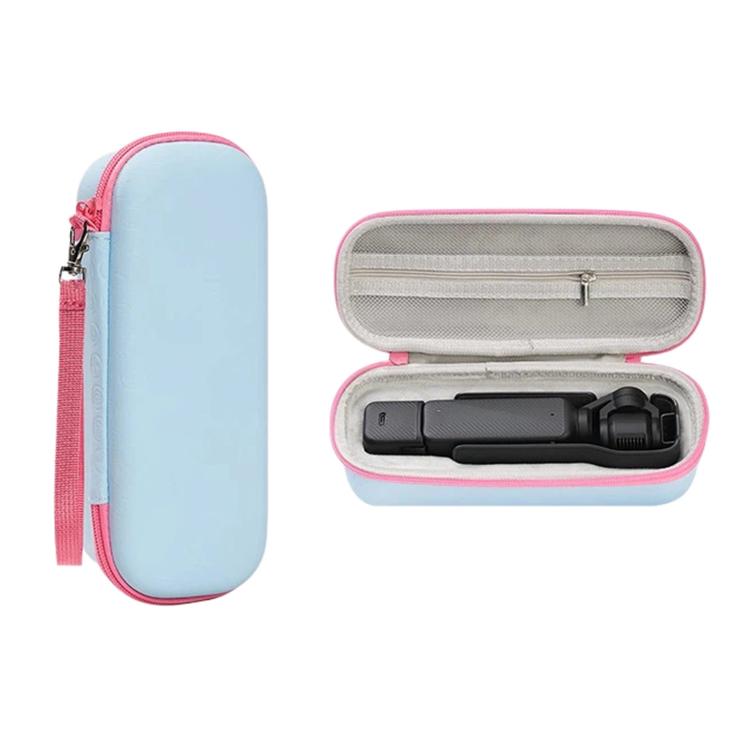 Estuche rígido de transporte de piel sintética con correa para la muñeca para DJI Osmo Pocket 3 (azul)