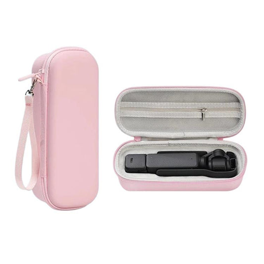 Estuche rígido de transporte de piel sintética con correa para la muñeca para DJI Osmo Pocket 3 (rosa)