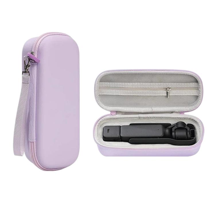 Estuche rígido de transporte de piel sintética con correa para la muñeca para DJI Osmo Pocket 3 (morado)