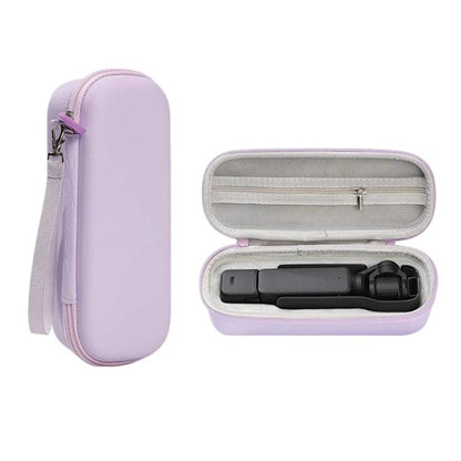 Estuche rígido de transporte de piel sintética con correa para la muñeca para DJI Osmo Pocket 3 (morado)