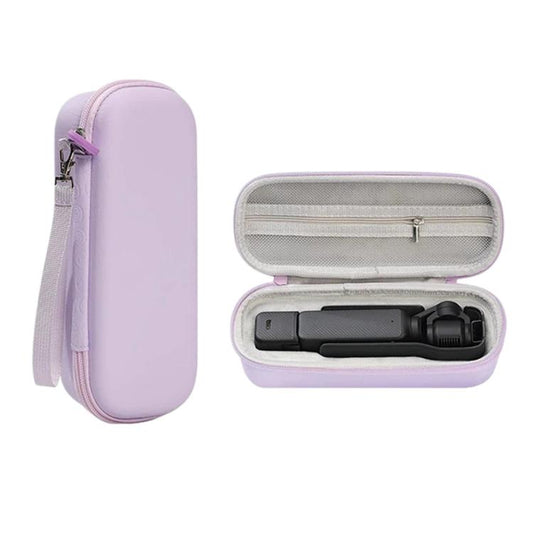 Estuche rígido de transporte de piel sintética con correa para la muñeca para DJI Osmo Pocket 3 (morado)