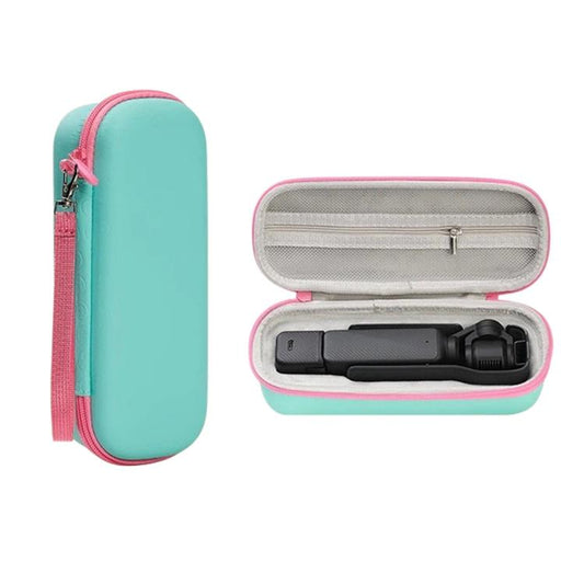 Estuche rígido de transporte de piel sintética con correa para la muñeca para DJI Osmo Pocket 3 (color cian)