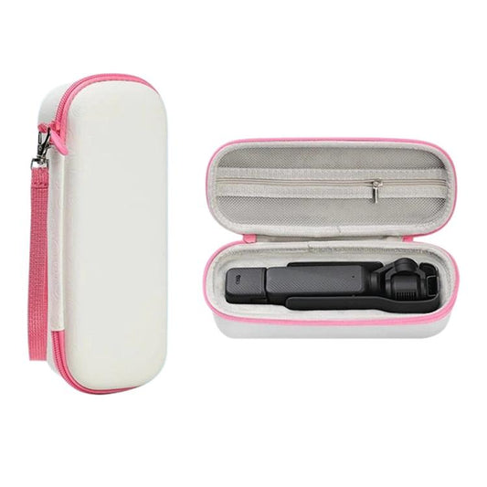 Estuche rígido de transporte de piel sintética con correa para la muñeca para DJI Osmo Pocket 3 (Blanco)