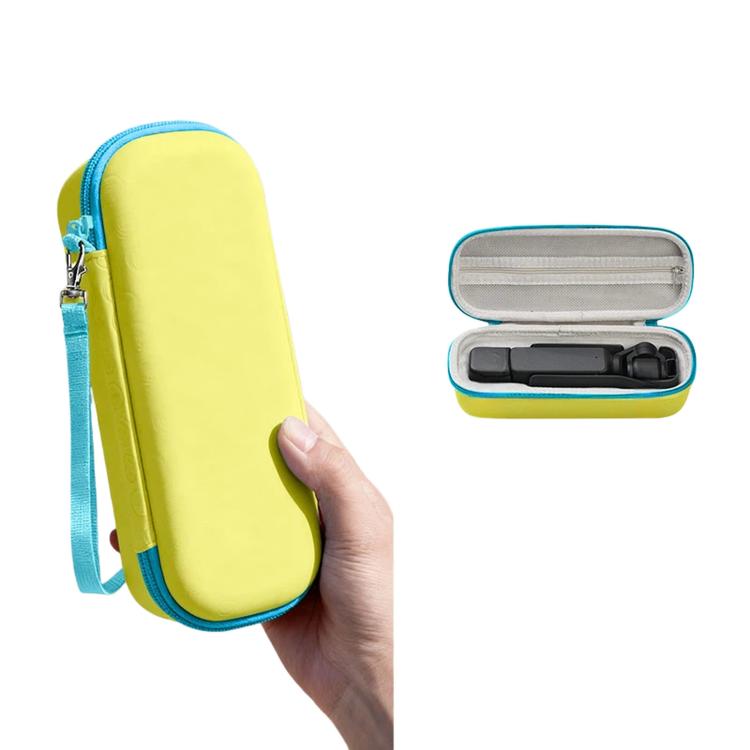 Estuche rígido de transporte de piel sintética con correa para la muñeca para DJI Osmo Pocket 3 (Amarillo)