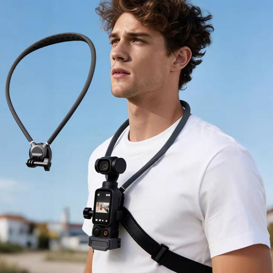 Soporte para cuello para cámara de acción con base giratoria de 360 grados de liberación rápida, soporte tipo collar POV con…