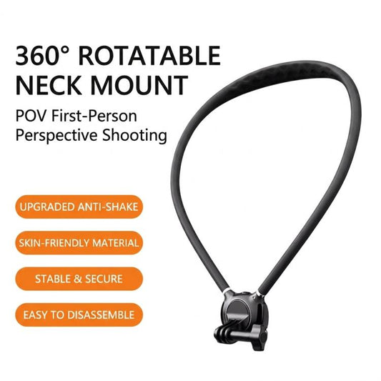 Soporte para cuello para cámara de acción con base giratoria de 360 grados de liberación rápida, soporte tipo collar POV con…