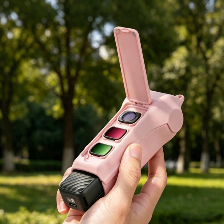 Estuche protector BRDRC para lentes, filtros y pantallas de /3 para DJI Osmo Pocket 4 (rosa cereza claro)