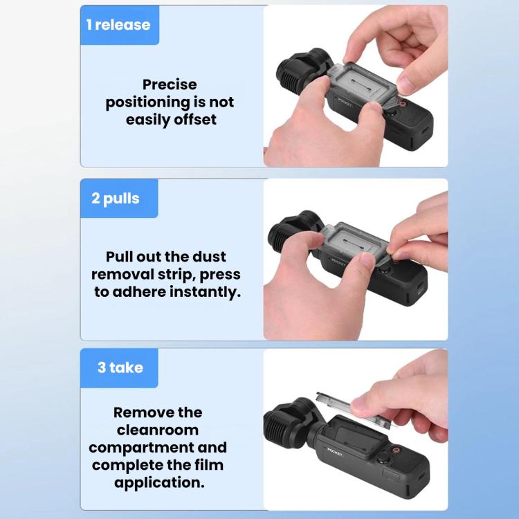 Aplicador de protector de pantalla de vidrio templado BRDRC AR para DJI Osmo Pocket 4 (negro translúcido) — imagen 11