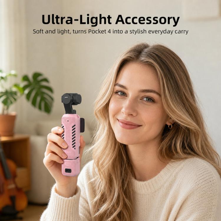 Funda protectora de silicona con parasol para la pantalla BRDRC de para DJI Osmo Pocket 4 (rosa) — imagen 12